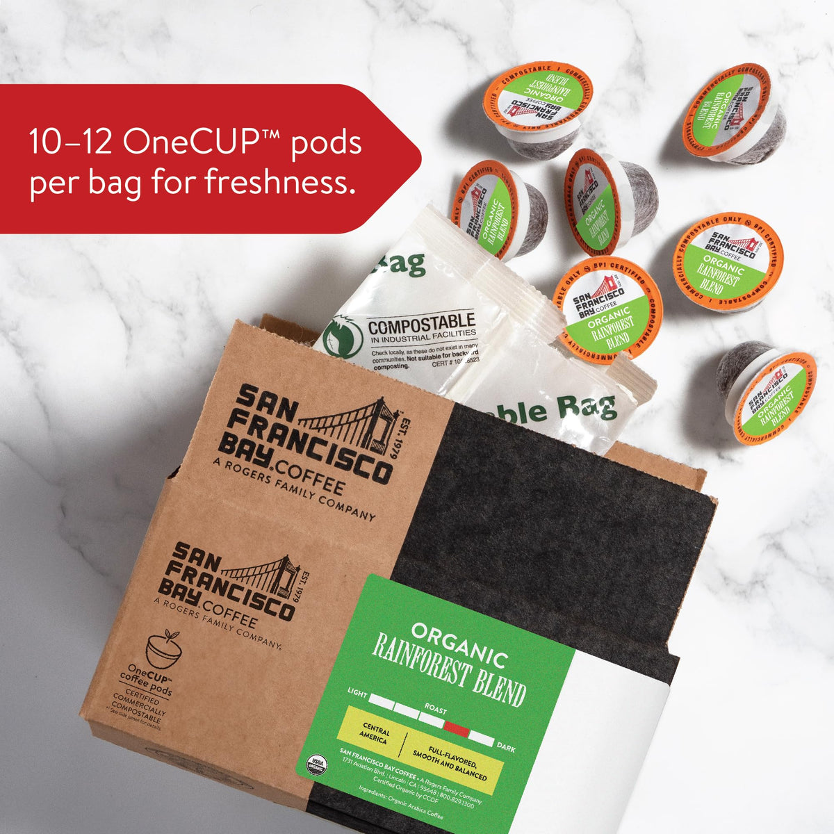 SAN FRANCISCO BAY SF Coffee OneCUP /Dark Roast Compostable Coffee Pods, K Cup Compatible Including Keurig 2.0 (Packaging May Vary), French Roast, 80 Count (Pack of 1)