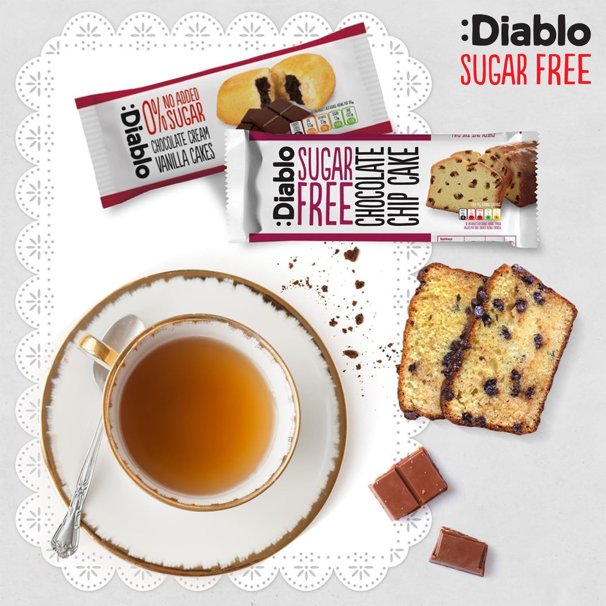 Diablo No Added Sugar Lemon Cake – Healthy Snacks Sweet Treat, Cakes and Desserts for All, Ideal for Snack Time, Tea & Party Treat, Halal & Kosher Approved – 200g (Pack of 2)