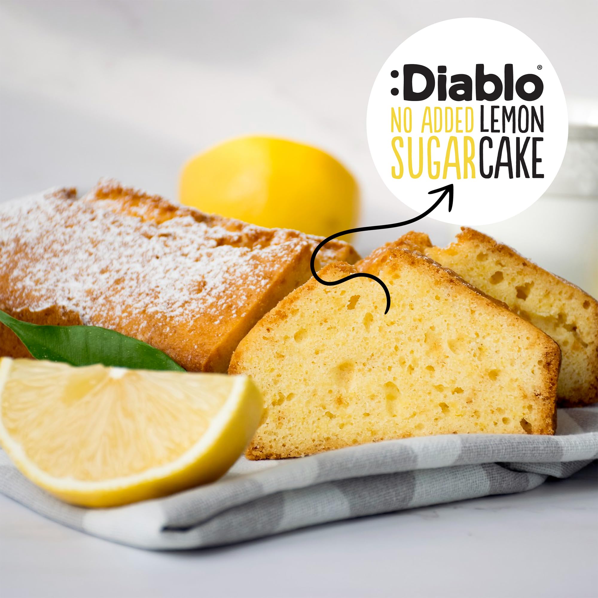 Diablo No Added Sugar Lemon Cake – Healthy Snacks Sweet Treat, Cakes and Desserts for All, Ideal for Snack Time, Tea & Party Treat, Halal & Kosher Approved – 200g (Pack of 2)