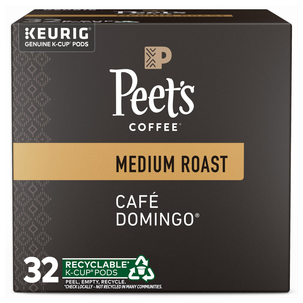 Peet's Coffee, Medium Roast Keurig K-Cup Pods - Café Domingo 54 Count (1 Box of 54 Pods)