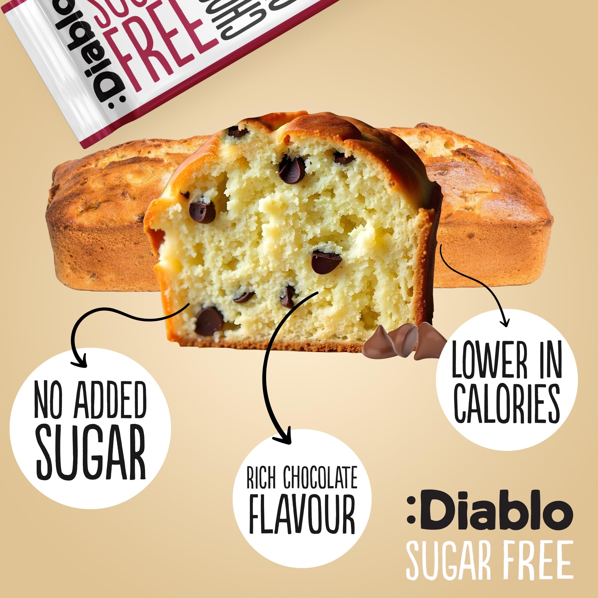 Diablo No Added Sugar Lemon Cake – Healthy Snacks Sweet Treat, Cakes and Desserts for All, Ideal for Snack Time, Tea & Party Treat, Halal & Kosher Approved – 200g (Pack of 2)