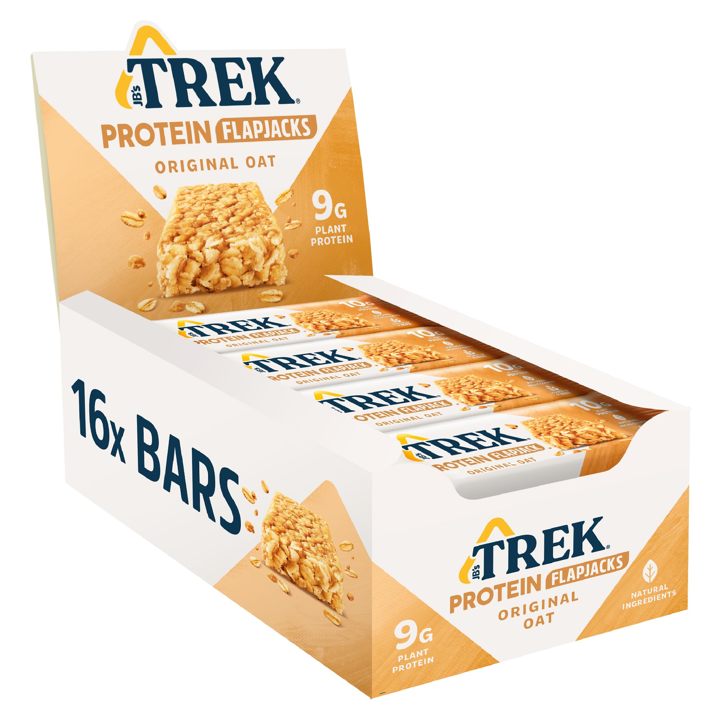 Trek High Protein Flapjack Cocoa Oat, 50 g - Gluten Free Bars – Healthy Snack Bars – Plant Based Protein - Vegan Bars (Pack of 16 Bars) | L0572375-P107199021-M107199013