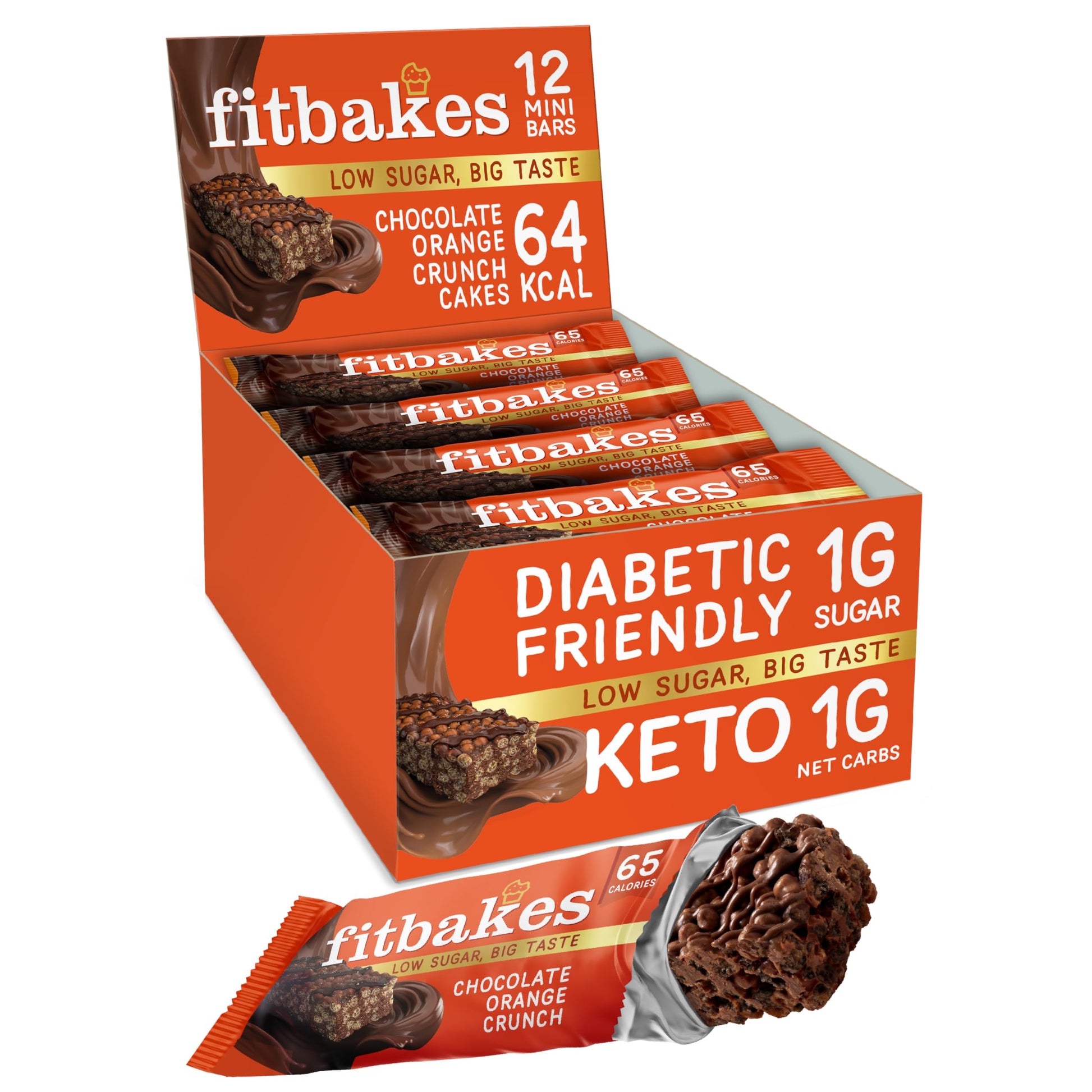 Fit bakes 64 Calories Belgian Chocolate Mini Bars (12x19g) Diabetic Chocolate Keto Snack, 1 Net Carb Low Sugar Crunch Cake, Diabetic Sweets Biscuits, Low Calorie Snack, No Added Sugar, Fitbakes
