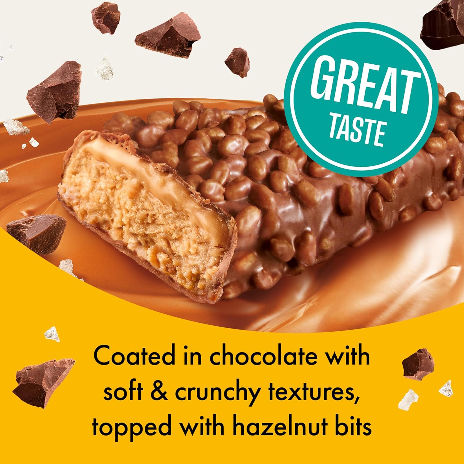 FULFIL Vitamin and Protein Bars (15 x 55 g Bars) — Chocolate Salted Caramel Flavour — 20 g High Protein; 9 Vitamins; Low Sugar