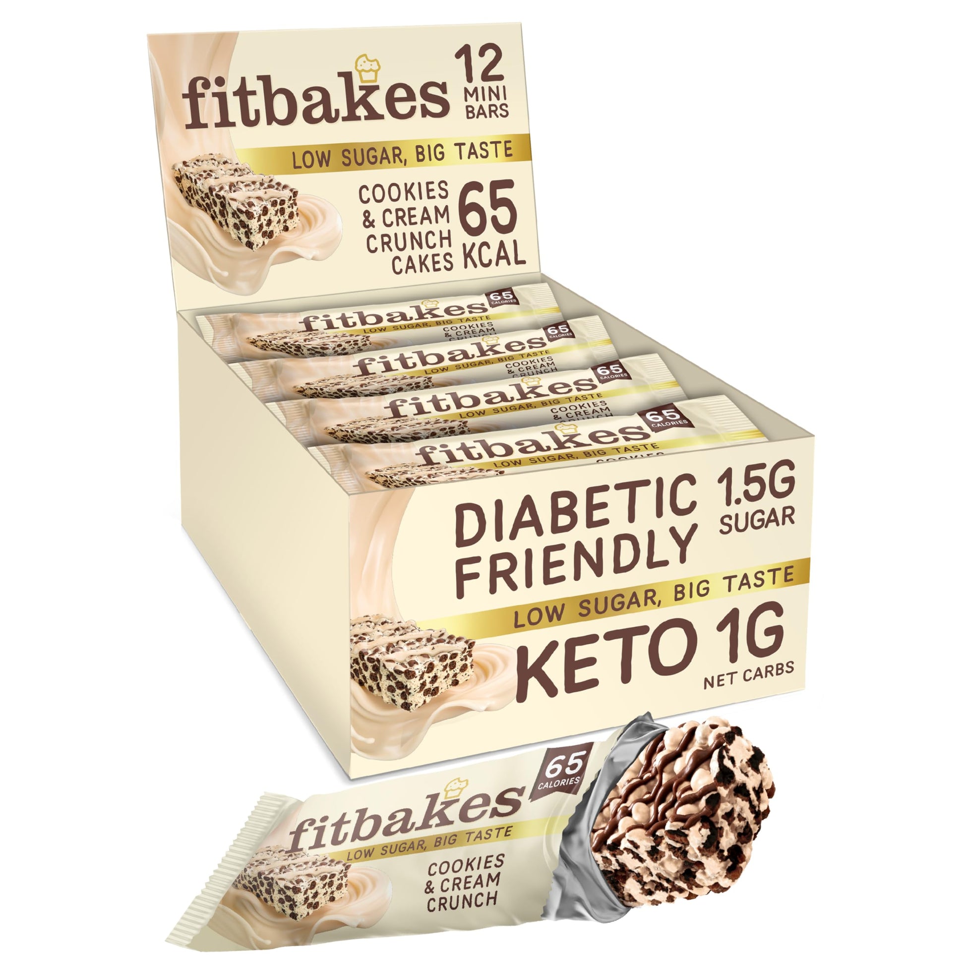 Fit bakes 64 Calories Belgian Chocolate Mini Bars (12x19g) Diabetic Chocolate Keto Snack, 1 Net Carb Low Sugar Crunch Cake, Diabetic Sweets Biscuits, Low Calorie Snack, No Added Sugar, Fitbakes