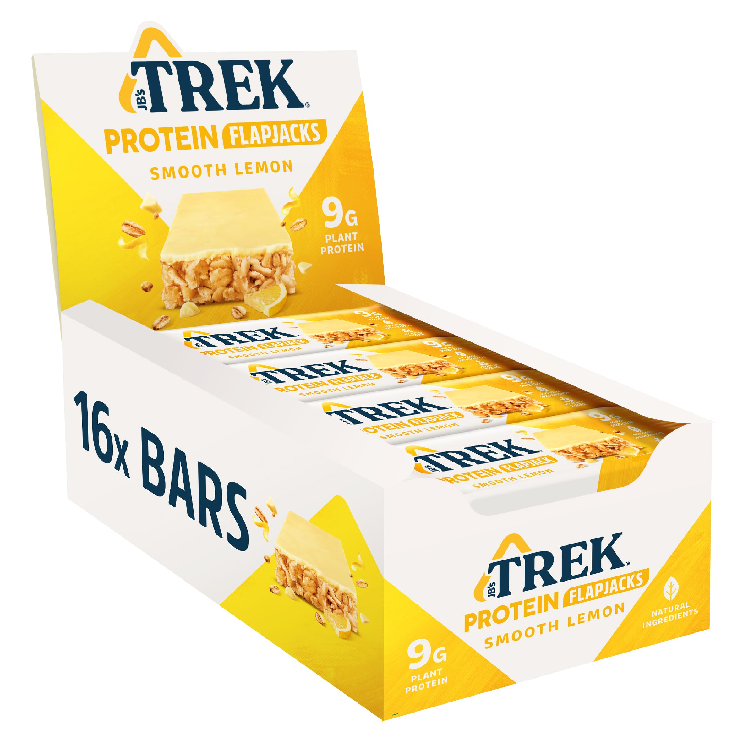Trek High Protein Flapjack Cocoa Oat, 50 g - Gluten Free Bars – Healthy Snack Bars – Plant Based Protein - Vegan Bars (Pack of 16 Bars) | L0572375-P107199021-M107199013