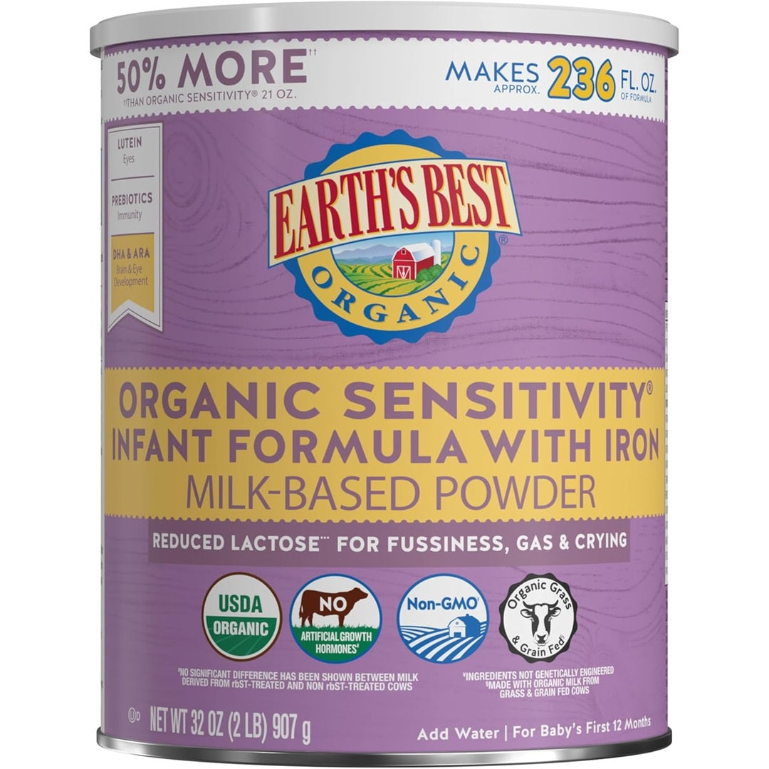Earth's Best Organic Sensitivity Infant Formula with Iron, For Baby's First 12 Months, 32 oz (907 g)