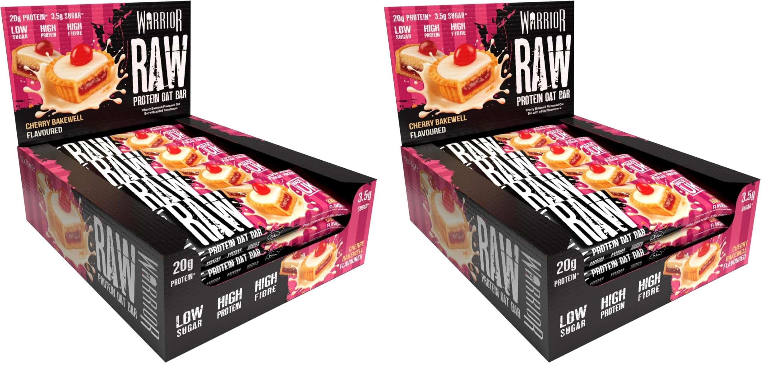 Warrior Raw Protein Bars – 20g Protein Per Bar – High Protein Snack Bars Multipack (12 or 24 Bars, 75g Each) – Low Sugar, High Fibre Breakfast & Meal Replacement Bar – Chocolate Brownie Flapjack