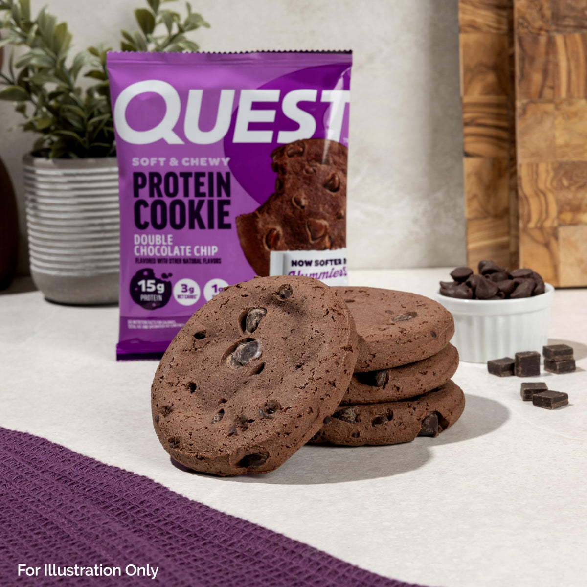 Quest Nutrition Chocolate Chip Protein Cookie, 15g Protein, 1g Sugar, 2g Net Carbs, Keto Friendly, High Protein, Low Carb; 12 Count