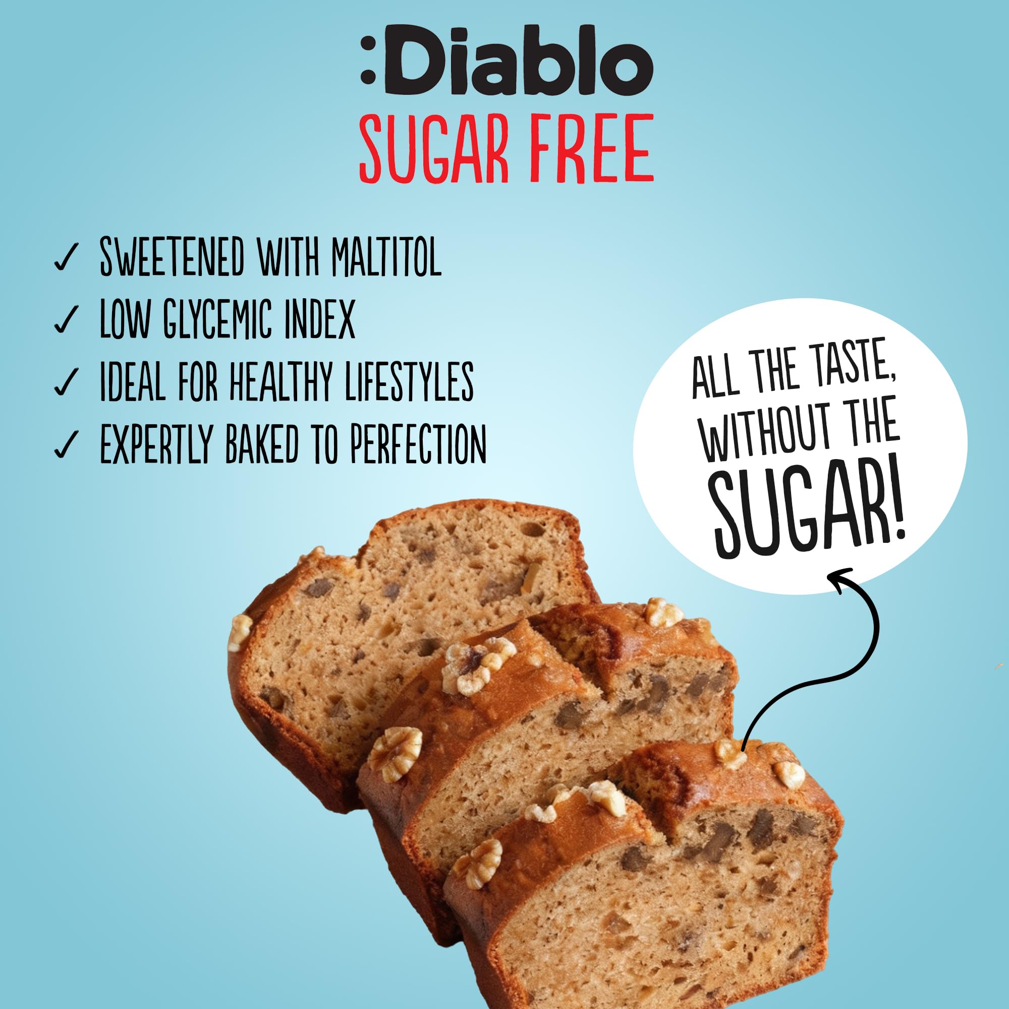 Diablo No Added Sugar Lemon Cake – Healthy Snacks Sweet Treat, Cakes and Desserts for All, Ideal for Snack Time, Tea & Party Treat, Halal & Kosher Approved – 200g (Pack of 2)