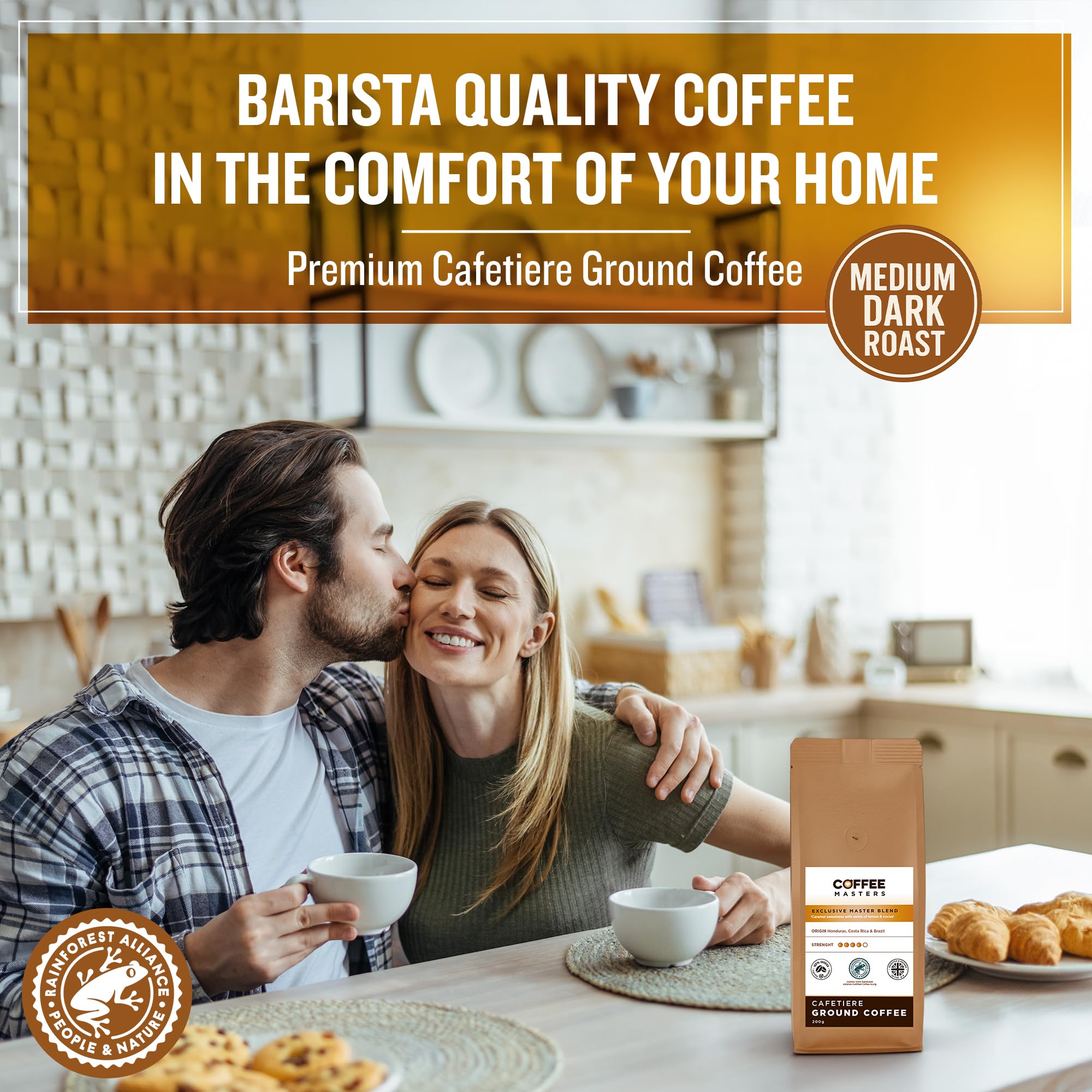 Coffee Masters Coffee Beans 1kg Exclusive Master Blend - 100% Arabica, Medium Dark Roasted Whole Bean Ideal for Espresso Machines