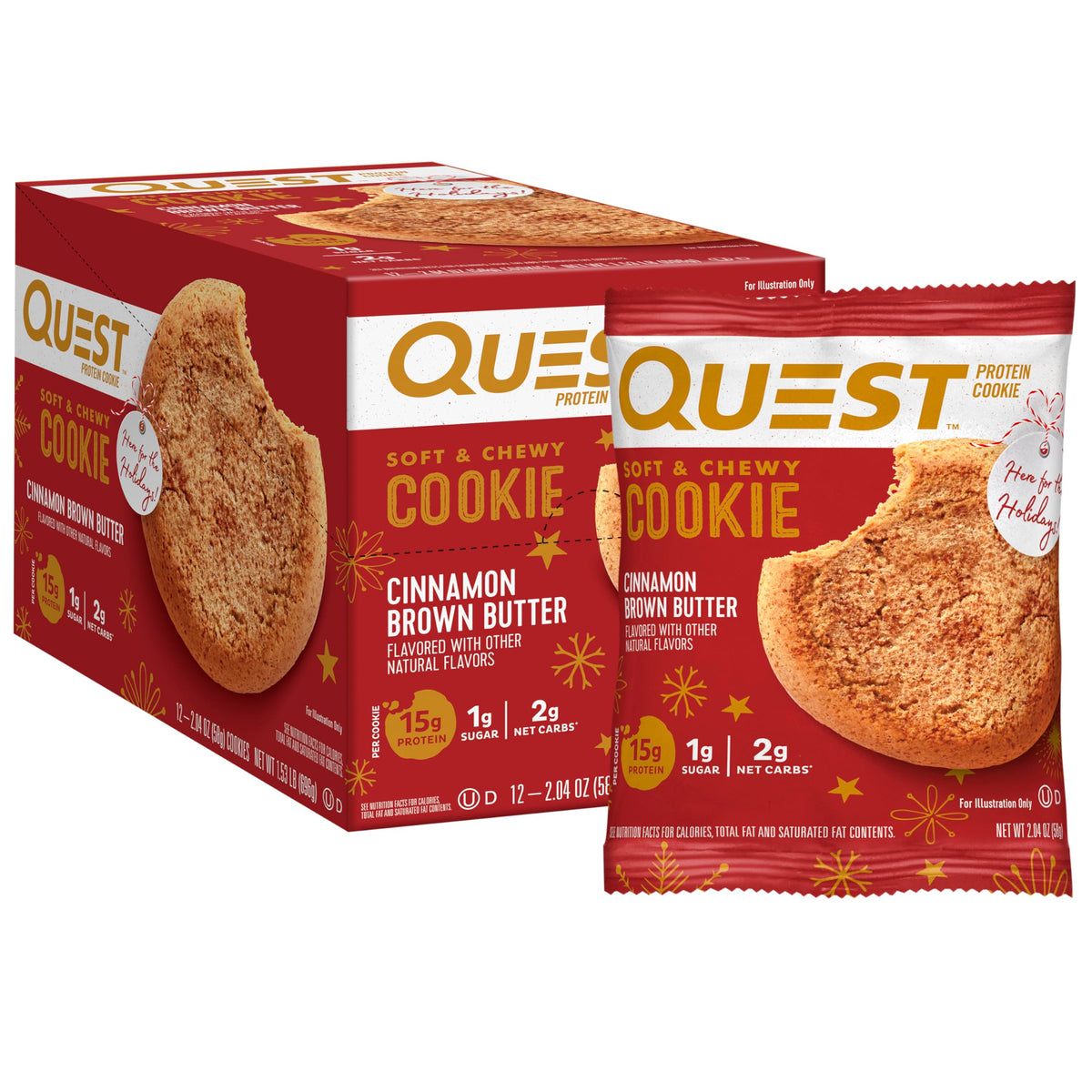 Quest Nutrition Chocolate Chip Protein Cookie, 15g Protein, 1g Sugar, 2g Net Carbs, Keto Friendly, High Protein, Low Carb; 12 Count