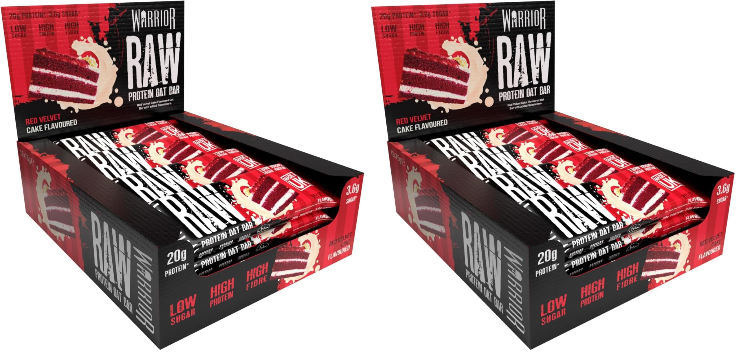 Warrior Raw Protein Bars – 20g Protein Per Bar – High Protein Snack Bars Multipack (12 or 24 Bars, 75g Each) – Low Sugar, High Fibre Breakfast & Meal Replacement Bar – Chocolate Brownie Flapjack