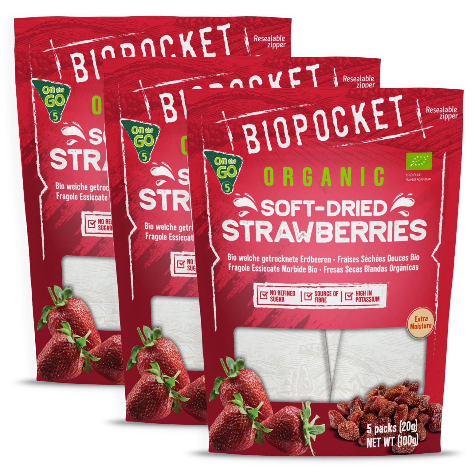 Biopocket Organic Dried Apricots, 2 x 500 g