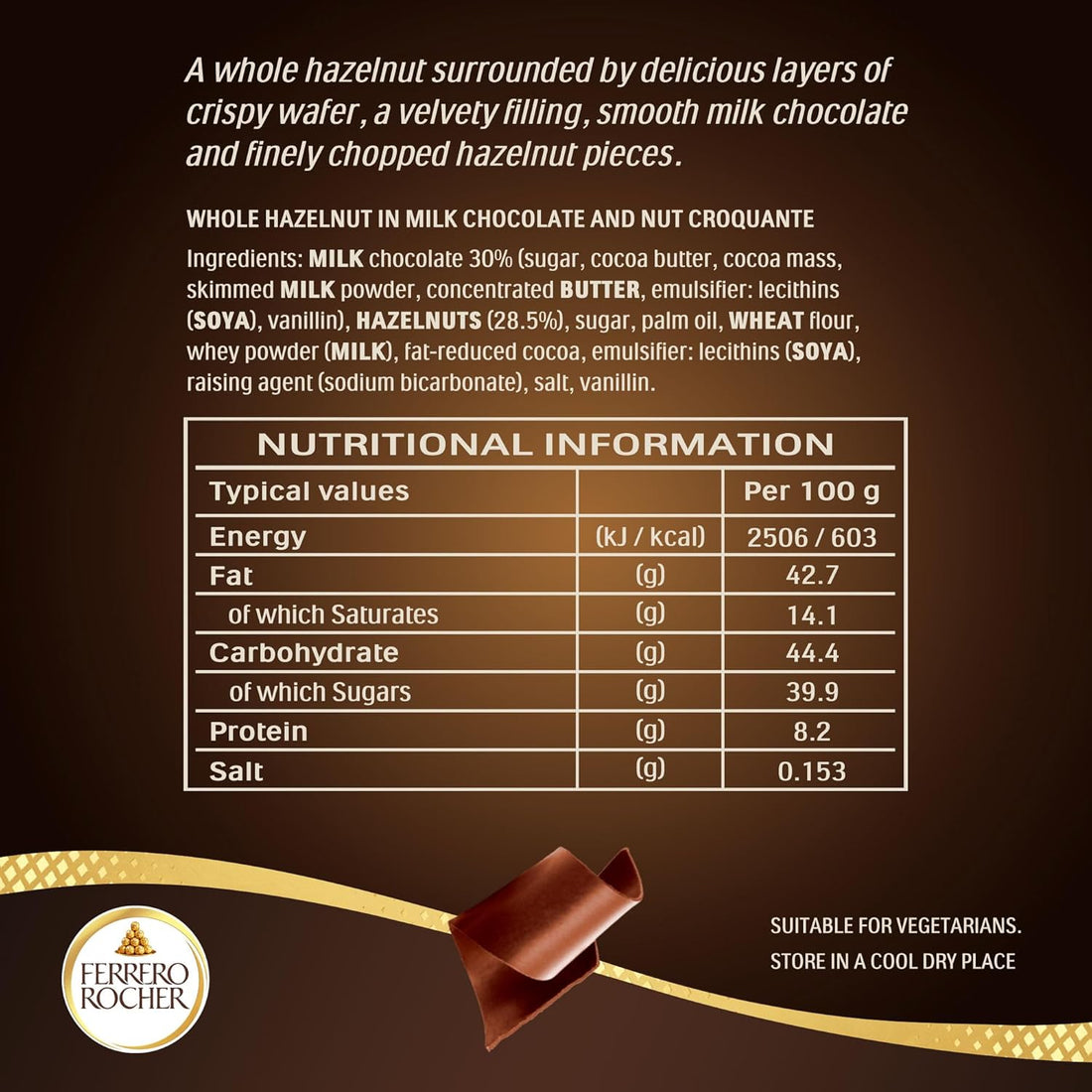 Ferrero Rocher Pralines, Chocolate Mother's Day Gifts - Chocolate Gift Box, Covered in Milk Chocolate and Nuts, 42 Pieces (525g)