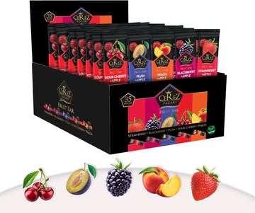 Cerez Pazari Dried Fruit Roll Ups, 25g x 35 pack Snacks Variety Pack for Kids, Vegan Real Fruit Bars, Healthy Snacks with Strawberry, Blackberry, Plum, Sour Cherry and Peach
