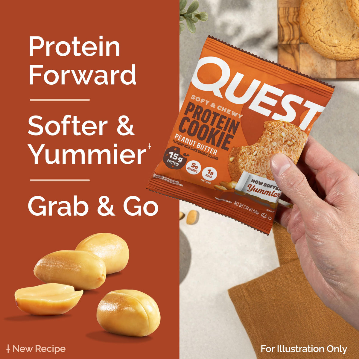 Quest Nutrition Chocolate Chip Protein Cookie, 15g Protein, 1g Sugar, 2g Net Carbs, Keto Friendly, High Protein, Low Carb; 12 Count