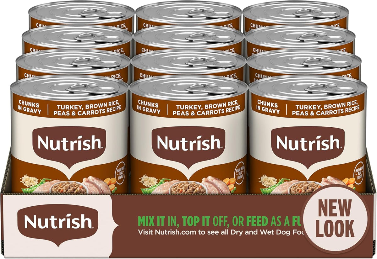 Nutrish Whole Health Blend Chunks in Gravy Variety Pack Wet Dog Food, 13 oz. Can, 12 Count (Rachael Ray)