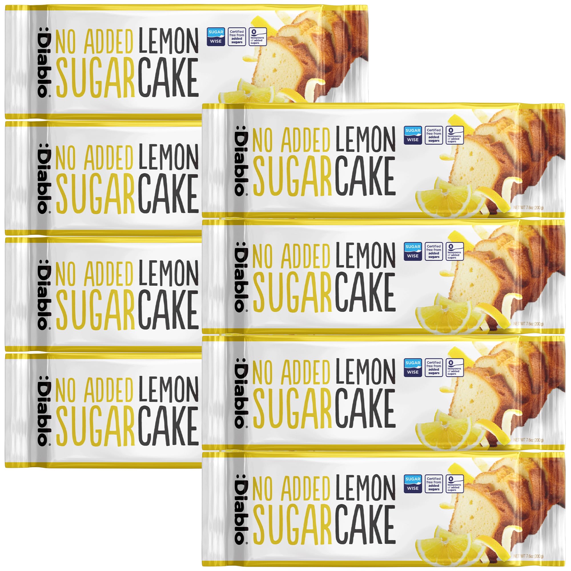 Diablo No Added Sugar Lemon Cake – Healthy Snacks Sweet Treat, Cakes and Desserts for All, Ideal for Snack Time, Tea & Party Treat, Halal & Kosher Approved – 200g (Pack of 2)