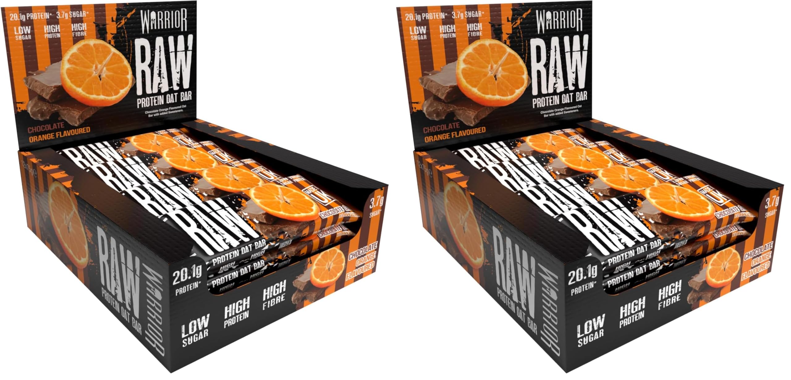 Warrior Raw Protein Bars – 20g Protein Per Bar – High Protein Snack Bars Multipack (12 or 24 Bars, 75g Each) – Low Sugar, High Fibre Breakfast & Meal Replacement Bar – Chocolate Brownie Flapjack