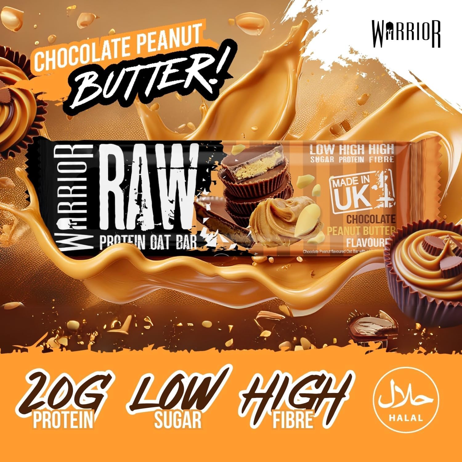 Warrior Raw Protein Bars – 20g Protein Per Bar – High Protein Snack Bars Multipack (12 or 24 Bars, 75g Each) – Low Sugar, High Fibre Breakfast & Meal Replacement Bar – Chocolate Brownie Flapjack