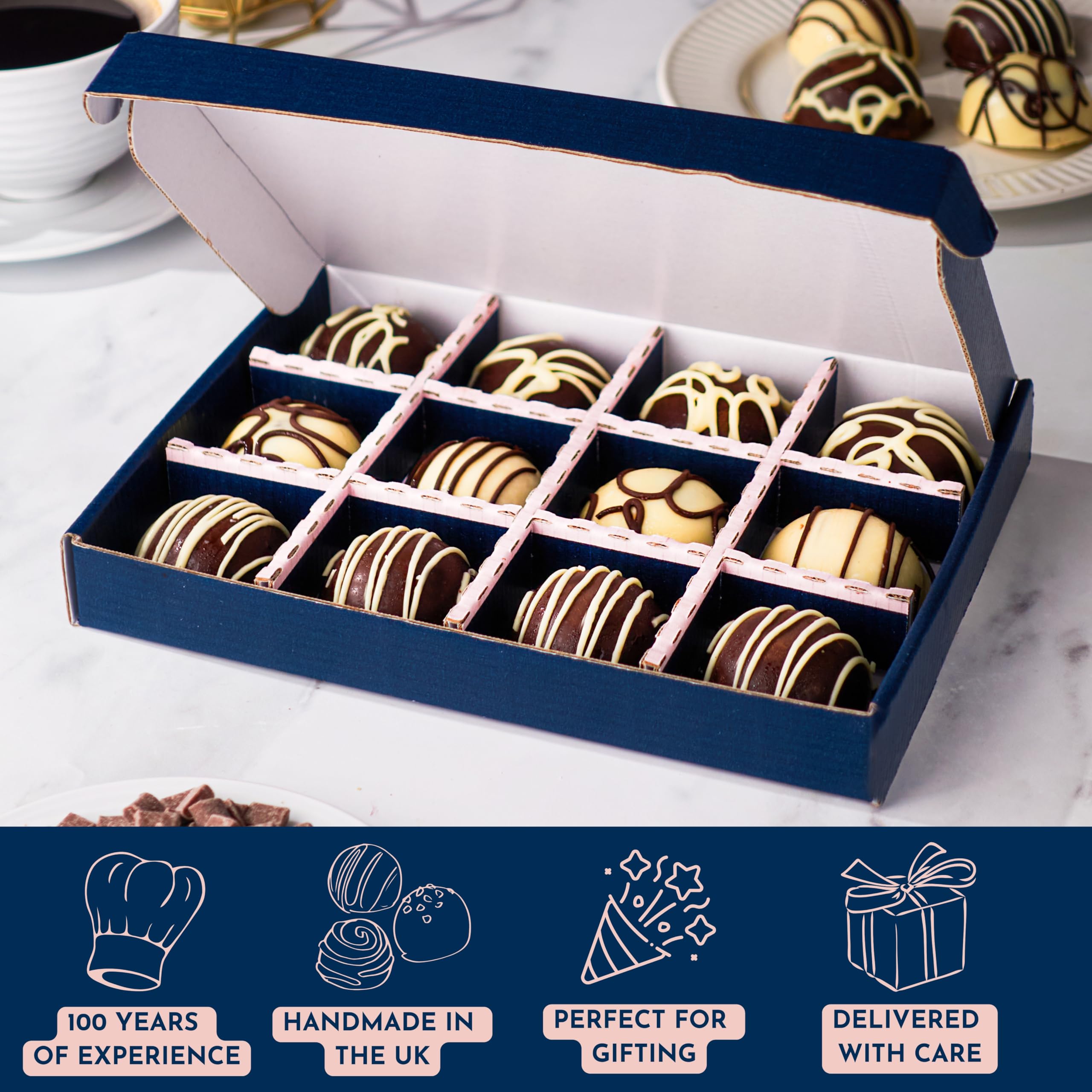 Patisserie Valerie Chocolate Cake Bites, 12 Pack -Finest Sponge Combined with Buttercream, Coated in Decadent Chocolate and Finished with Artisanal Drizzle.