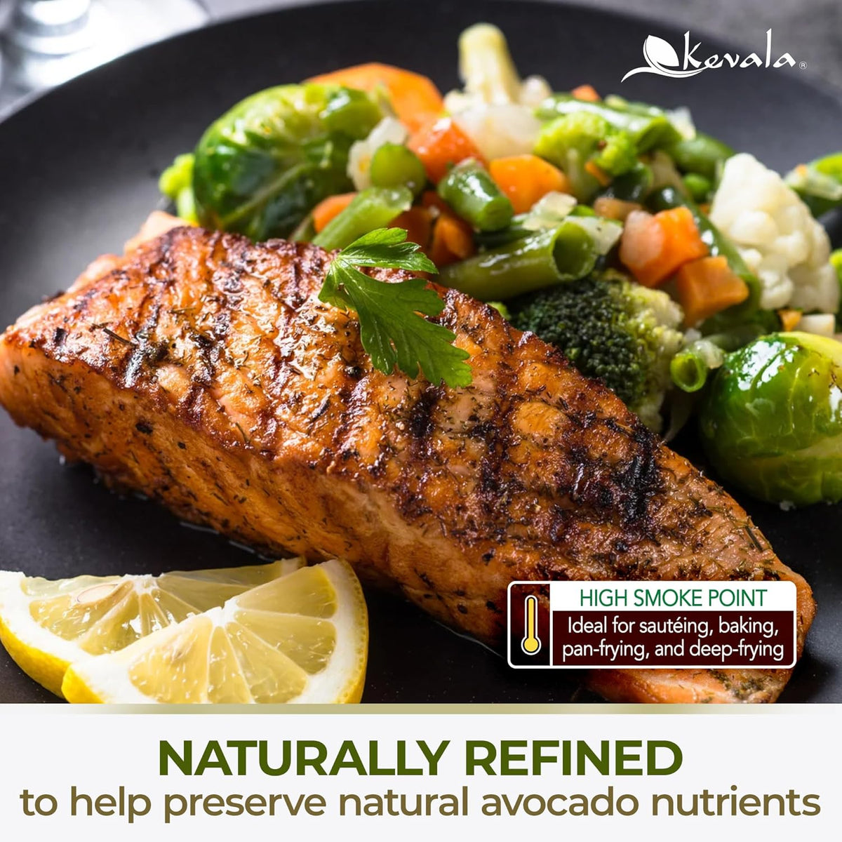 Kevala Avocado Oil – Cold Pressed | Non‑GMO Project Verified & Kosher | Multipurpose for High Smoke Point Cooking, Roasting, Sautéing & Skin Moisturizing – Ideal Kitchen Staple – 128 Fl Oz (Pack of 1)