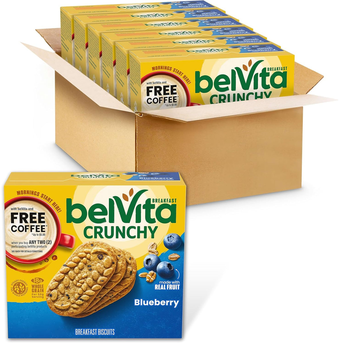 belVita Breakfast Bars Biscuits Variety Pack, 4 Flavors, 30 Total Packs, 6 Boxes (4 Biscuits Per Pack)
