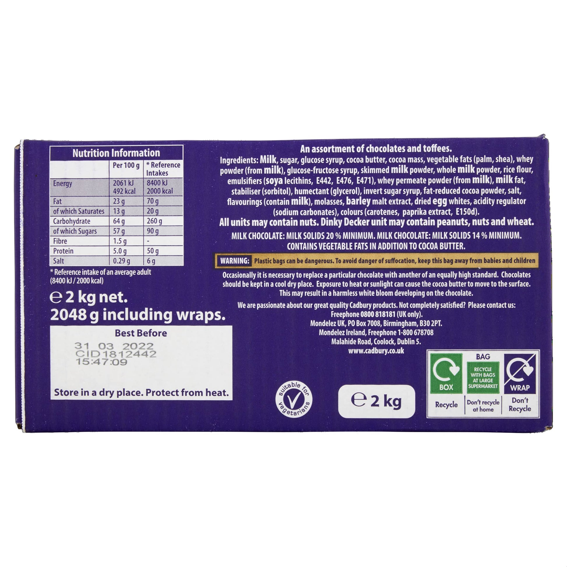 Cadbury Heroes Chocolate Bulk Share Box, Assorted Mini-Size Milk Chocolate Bars, 2 kg (Pack of 1)