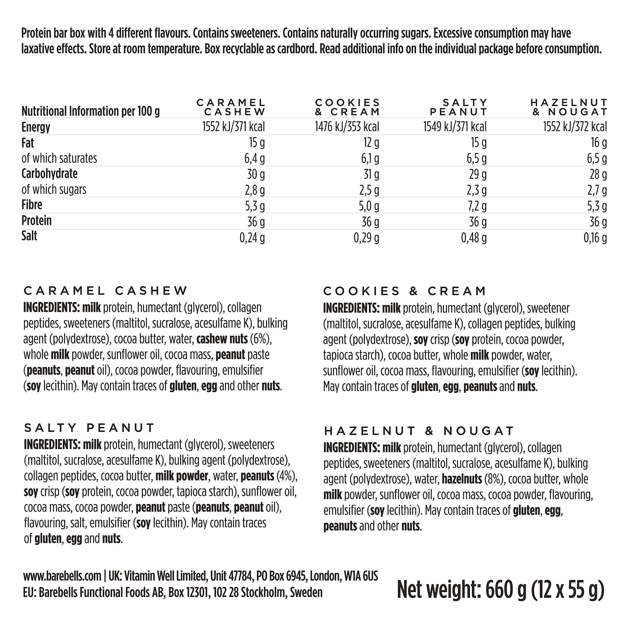 Barebells Protein Bars - 12 Count, 16g High Protein Treats – Sugar Free Chocolate Nutrition Bar, Low Carb – On The Go Breakfast or Post-Workout Snack (Caramel Choco)