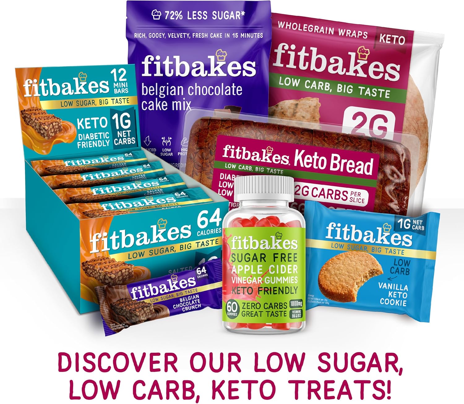 Fit bakes 64 Calories Belgian Chocolate Mini Bars (12x19g) Diabetic Chocolate Keto Snack, 1 Net Carb Low Sugar Crunch Cake, Diabetic Sweets Biscuits, Low Calorie Snack, No Added Sugar, Fitbakes