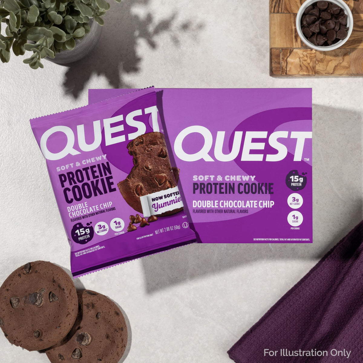 Quest Nutrition Chocolate Chip Protein Cookie, 15g Protein, 1g Sugar, 2g Net Carbs, Keto Friendly, High Protein, Low Carb; 12 Count