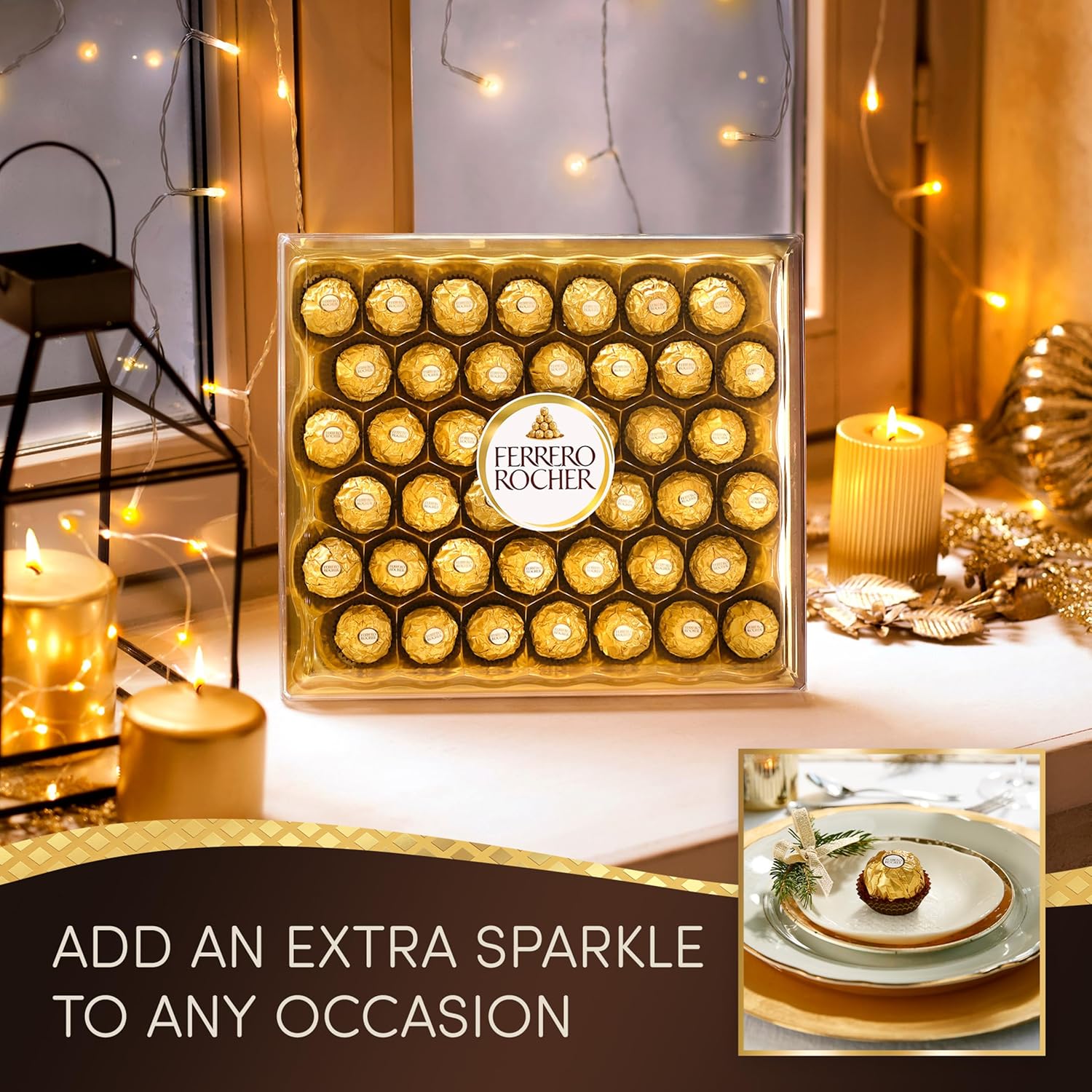 Ferrero Rocher Pralines, Chocolate Mother's Day Gifts - Chocolate Gift Box, Covered in Milk Chocolate and Nuts, 42 Pieces (525g)
