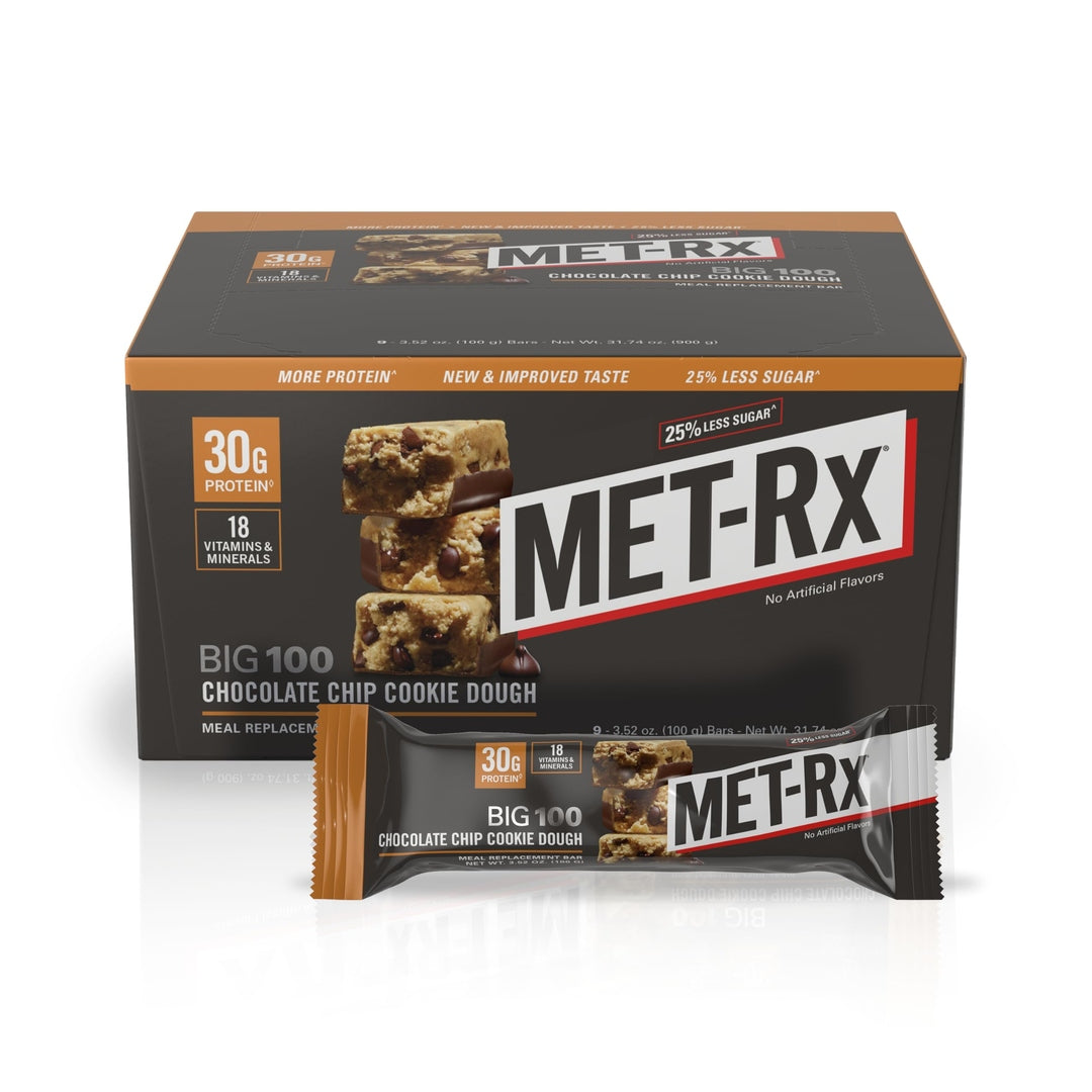 71gCrDwrREL.jpg MET-Rx Big 100 Protein Bar, Meal Replacement Bar, 32G Protein, Super Cookie Crunch, 9 Bars (Pack of 1)