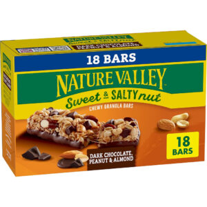 Nature Valley Sweet & Salty Peanut Chewy Granola Bars Bulk 30 Count, 36 oz Box, No Artificial Flavors Colors or High Fructose Corn Syrup, Morning Snack Bars, Adventure Ready